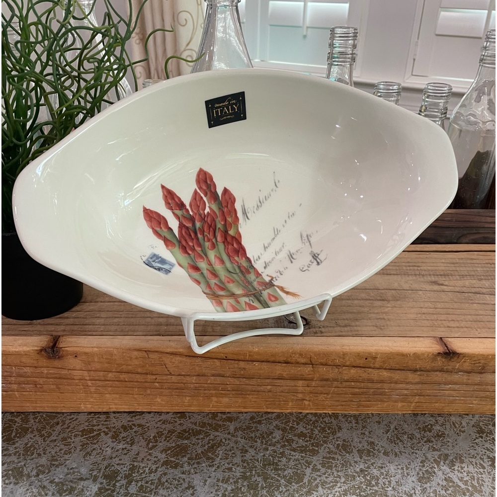 EFFETTI OBLONG ITALY “ASPARAGUS” PASTA VEGETABLE SERVING BOWL